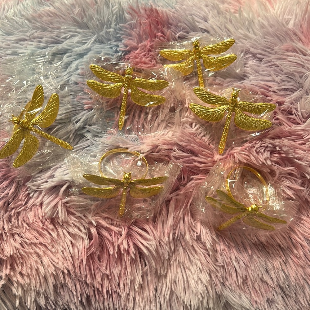 12pc set table Napkin Ring, Creative Dragonfly Design